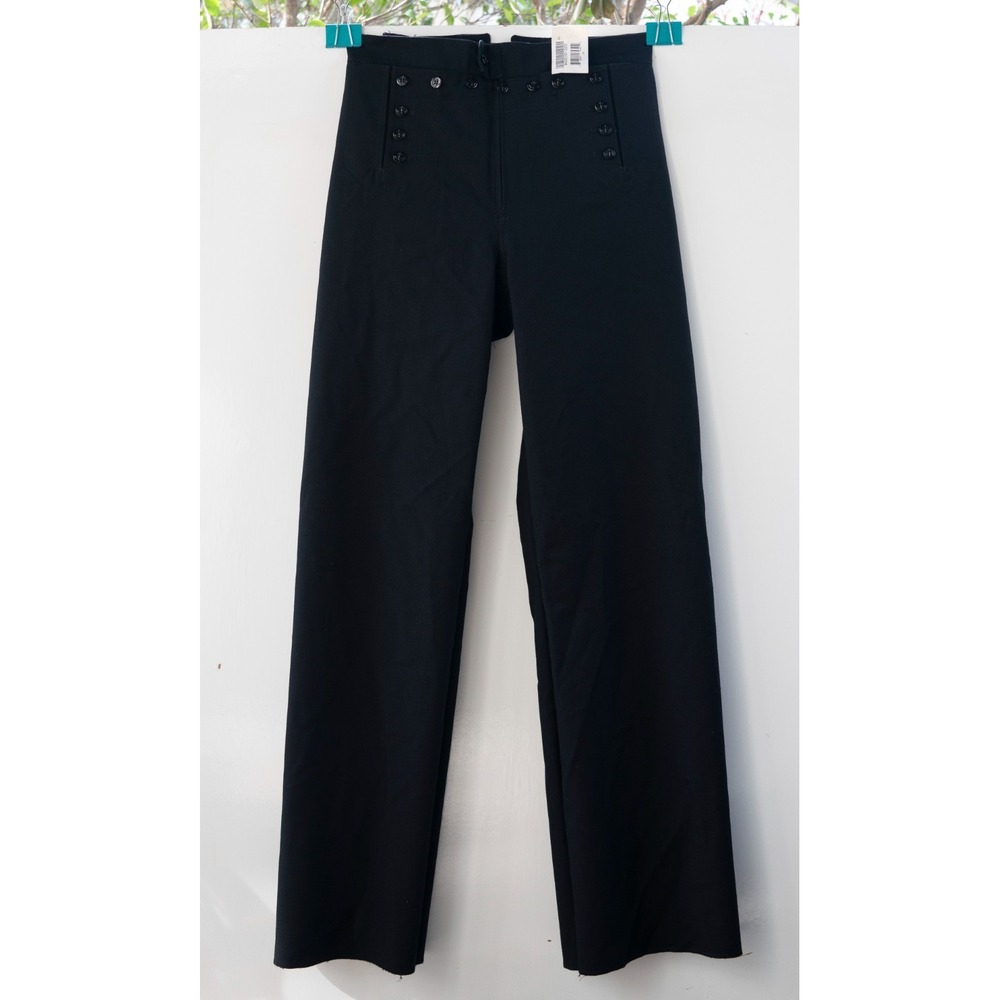 U.S Navy Wool Sailor Wide Leg Pants Anchor Button Flap Front Tie Back Size 32L